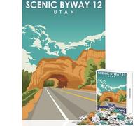 Jigsaw for Adults1000 Pieces Scenic Byway Utah Art Puzzles for Teenagers Difficult Hard Challenging To Complete Toy Intellectual Game (38x26cm)