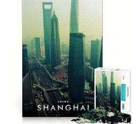 Jigsaw for Adults1000 Pieces Shanghai City Precise Cut Art Cognitive Game Toy Relax Play Time Christmas Wall Art (38x52cm)