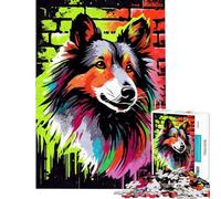 Jigsaw for Adults1000 Pieces Shetland Sheepdog Graffiti Help The Brain Exercise Family Activities Educational Game for Age 14+ Game (38x52cm)