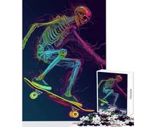 Jigsaw for Adults1000 Pieces Skeleton Skateboarding Home Decoration Toys Gift For Birthdays Relax Games Every Piece Is Unique - size 50x75cm