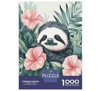 Jigsaw for Adults1000 Pieces Sloth Tropical Floral Botanical Jigsaw Puzzle Brain Teaser Game Difficult Hard Gifts for Friends And Family 70x50cm/1000pcs