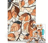 Jigsaw for Adults1000 Pieces Stained Glass Autumn Leaves Pattern, Brain Teaser Game, Fun at Home Activities, Wishlist with Santa Claus 38x26cm