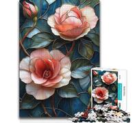 Jigsaw for Adults1000 Pieces Stained Glass Roses For Family Fun Funny Gift Suitable for People Aged 14 And Above 38x52cm