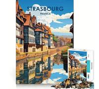 Jigsaw for Adults1000 Pieces Strasbourg Canal View Precise Cut Art Cognitive Game Toy Relax Play Time Christmas Wall Art (50x75cm)