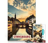 Jigsaw for Adults1000 Pieces Strasbourg Smooth Joint Fun Mental Focus Game Casual Game Time Birthday Fun Gift (38x52cm)