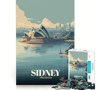 Jigsaw for Adults1000 Pieces Sydney Opera House Travel Poster Precise Cut Art Cognitive Game Toy Relax Play Time Christmas Wall Art(38x26cm)