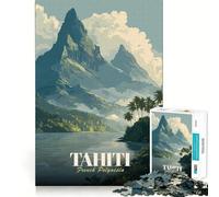 Jigsaw for Adults1000 Pieces Tahiti French Polynesia Travel Poster Precise Cut Art Cognitive Game Toy Relax Play Time Christmas Wall Art (38x52cm)