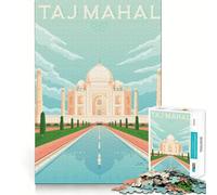 Jigsaw for Adults1000 Pieces Taj Mahal India Poster Smooth Joint Fun Mental Focus Game Casual Game Time Birthday Fun Gift (50x75cm)