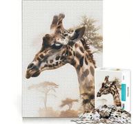 Jigsaw for Adults1000 Pieces Tall Giraffe Dreams Fun Games Stress Reliever with Fully Interlocking Randomly Shaped Pieces 38x26cm