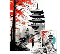 Jigsaw for Adults1000 Pieces Temple Japanese Painting Difficult And Challenge Analysis And Logic Toy Wall Decor Suitable for Ages 14 And Up (38X26cm)