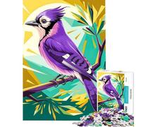 Jigsaw for Adults1000 Pieces The Blue Jay Bird in Geometric Nature Difficult And Challenge Analysis And Logic Toy Wall Decor Suitable for Ages 14 And Up (50X75cm)