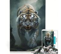 Jigsaw for Adults1000 Pieces The Stalking Tiger Fun Games Stress Reliever with Fully Interlocking Randomly Shaped Pieces 50x75cm