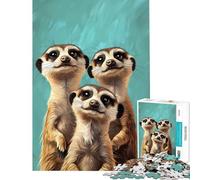Jigsaw for Adults1000 Pieces Three Adorable Meerkats Difficult And Challenge Analysis And Logic Toy Wall Decor Suitable for Ages 14 And Up (38X26cm)