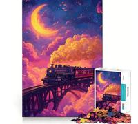 Jigsaw for Adults1000 Pieces Train Journey Through Dreamy Skies Smooth Joint Fun Mental Focus Game Casual Game Time Birthday Fun Gift(38x26cm)