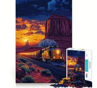 Jigsaw for Adults1000 Pieces Train Through Monument Valley Precise Cut Art Cognitive Game Toy Relax Play Time Christmas Wall Art (38x52cm)