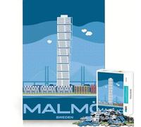 Jigsaw for Adults1000 Pieces Travel to Malmo Smooth Joint Fun Mental Focus Game Casual Game Time Birthday Fun Gift (50x75cm)