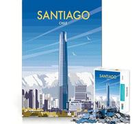 Jigsaw for Adults1000 Pieces Travel to Santiago Smooth Joint Fun Mental Focus Game Casual Game Time Birthday Fun Gift (50x75cm)