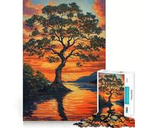 Jigsaw for Adults1000 Pieces Tree by Sunset in Autumn Smooth Joint Fun Mental Focus Game Casual Game Time Birthday Fun Gift (38x52cm)