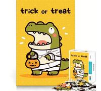 Jigsaw for Adults1000 Pieces Trick Or Treat Alligator Mummy Precise Cut Art Cognitive Game Toy Relax Play Time Christmas Wall Art (50x75cm)