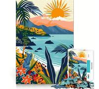 Jigsaw for Adults1000 Pieces Tropical Beach Sunset Aeolian Island Italy Smooth Joint Fun Mental Focus Game Casual Game Time Birthday Fun Gift (50x75cm)