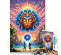 Jigsaw for Adults1000 Pieces Tropical Beach with Sun God And Portal Precise Cut Art Cognitive Game Toy Relax Play Time Christmas Wall Art (50x75cm)