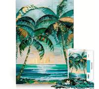 Jigsaw for Adults1000 Pieces Tropical Palm Trees Painting Precise Cut Art Cognitive Game Toy Relax Play Time Christmas Wall Art(38x26cm)