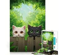 Jigsaw for Adults1000 Pieces Two Cute Cats on A Fence Precise Cut Art Cognitive Game Toy Relax Play Time Christmas Wall Art (50x75cm)