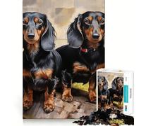 Jigsaw for Adults1000 Pieces Two Dachshunds Portrait Smooth Joint Fun Mental Focus Game Casual Game Time Birthday Fun Gift (50x75cm)