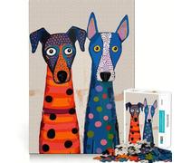 Jigsaw for Adults1000 Pieces Two Dogs in Polka Dots Precise Cut Art Cognitive Game Toy Relax Play Time Christmas Wall Art (50x75cm)