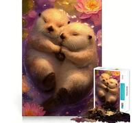 Jigsaw for Adults1000 Pieces Two Otters Cuddling in Water Lilies Smooth Joint Fun Mental Focus Game Casual Game Time Birthday Fun Gift(38x26cm)