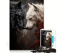 Jigsaw for Adults1000 Pieces Two Wolves Fighting Smooth Joint Fun Mental Focus Game Casual Game Time Birthday Fun Gift (50x75cm)