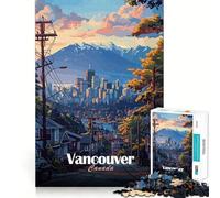 Jigsaw for Adults1000 Pieces Vancouver Cityscape Precise Cut Art Cognitive Game Toy Relax Play Time Christmas Wall Art (38x52cm)