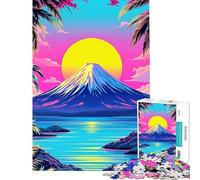Jigsaw for Adults1000 Pieces Vaporwave Mountain Landscape with Palm Trees Difficult And Challenge Analysis And Logic Toy Wall Decor Suitable for Ages 14 And Up (38X26cm)