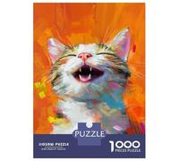 Jigsaw for Adults1000 Pieces Vibrant Cat Yawn Art Jigsaw Puzzle Brain Teaser Game Difficult Hard Gifts for Friends And Family 70x50cm/1000pcs