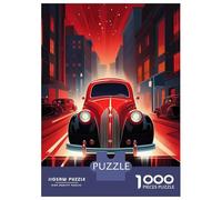 Jigsaw for Adults1000 Pieces Vintage Red Car 40s Jigsaw Puzzle Brain Teaser Game Difficult Hard Gifts for Friends And Family 70x50cm/1000pcs