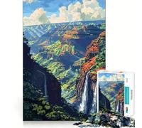 Jigsaw for Adults1000 Pieces Waimea Waterfall Pixel Art Smooth Joint Fun Mental Focus Game Casual Game Time Birthday Fun Gift (38x52cm)