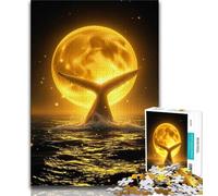 Jigsaw for Adults1000 Pieces Water Splashing Around Celestial Whale Moonlit Ocean Night Beautiful Design Game Learning Educational Birthday Gift (size 50x75cm)