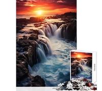 Jigsaw for Adults1000 Pieces Waterfall at Sunset Jigsaw Puzzles for Adults Pattern Assembly Difficult And Challenge Challenging Family Fun Game (38x52cm)