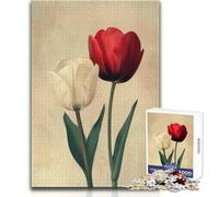 Jigsaw for Adults1000 Pieces White Red Tulip Pair Art Toy Intellectual Game Home Art Decor Gift For Birthdays Size 50x75cm