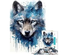 Jigsaw for Adults1000 Pieces Wolf Cub Face Watercolor Educational Game Toy Intellectual Game Great Gifts for Games Difficult Challenge (Size 38x26cm)