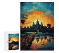 Jigsaw for Adults300 PCS Angkor Wat Sunset Reflection Adult Jigsaw Puzzles Birthday Present Difficult And Challenge Birthday And Unique Gifts 300 PCS