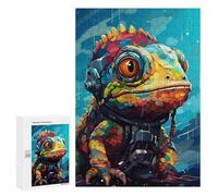 Jigsaw for Adults300 PCS Colorful Lizard Astronaut Art Print Adult Jigsaw Puzzles Birthday Present Difficult And Challenge Birthday And Unique Gifts 300 PCS