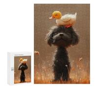 Jigsaw for Adults300 PCS Duck on Dog's Head Adult Jigsaw Puzzles Birthday Present Difficult And Challenge Birthday And Unique Gifts 300 PCS