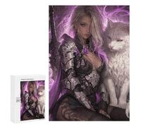 Jigsaw for Adults300 PCS Fantasy Warrior with Cat Adult Jigsaw Puzzles Birthday Present Difficult And Challenge Birthday And Unique Gifts 300 PCS