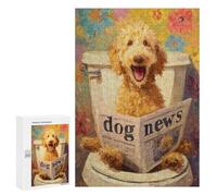 Jigsaw for Adults300 PCS Fluffy Poodle Reading Dog News Adult Jigsaw Puzzles Birthday Present Difficult And Challenge Birthday And Unique Gifts 300 PCS