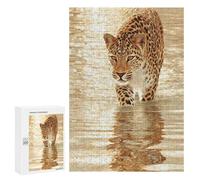 Jigsaw for Adults300 PCS Golden Leopard Reflections Adult Jigsaw Puzzles Birthday Present Difficult And Challenge Birthday And Unique Gifts 300 PCS