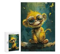 Jigsaw for Adults300 PCS Golden Monkey with Sunglasses Adult Jigsaw Puzzles Birthday Present Difficult And Challenge Birthday And Unique Gifts 300 PCS
