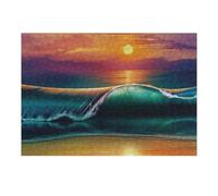 Jigsaw for Adults38x26cm/1000pcs Ocean Wave at Sunset Teenagers Puzzles Toy Wall Decor Staycation Kill Time Birthday Present, Gifts, 38x26cm/1000pcs
