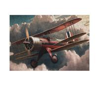 Jigsaw for Adults38x26cm/1000pcs Vintage Biplane Soaring Through Clouds Teenagers Puzzles Toy Wall Decor Staycation Kill Time Birthday Present, Gifts, 38x26cm/1000pcs
