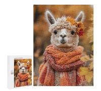 Jigsaw for Adults500 PCS Autumnal Alpaca with Leaf Crown Jigsaw for Teenagers For Family Fun Educational Challenge Unique Birthday And Gifts 500 PCS